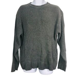 Vintage Black Dog Mens Sweater 2XL Gray Crew Neck Knit Solid Pullover